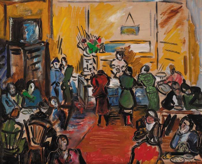 CORK TEASHOP INTERIOR, circa 1954 by Sylvia Cooke-Collis sold for 2,700 at Whyte's Auctions
