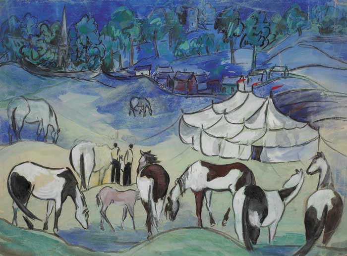 CIRCUS HORSES AT CASTLETOWNROCHE, COUNTY CORK by Sylvia Cooke-Collis sold for 2,400 at Whyte's Auctions