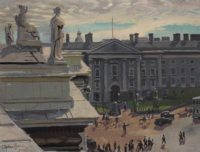 TRINITY FROM THE BANK OF IRELAND, DUBLIN, 1947 by Stephen Bone sold for 5,200 at Whyte's Auctions