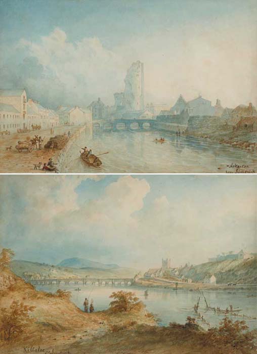 ASKEATON NEAR LIMERICK and KILLALOE, COUNTY LIMERICK (A PAIR) by Richard Brydges Beechey sold for 4,400 at Whyte's Auctions