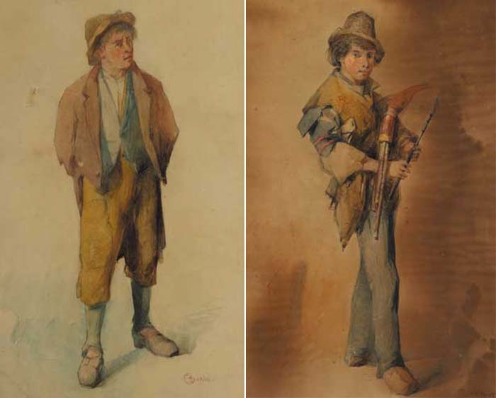 FARMHAND and  AN UILLEANN PIPER, 1877 (A PAIR) by Richard Staunton Cahill sold for 6,200 at Whyte's Auctions