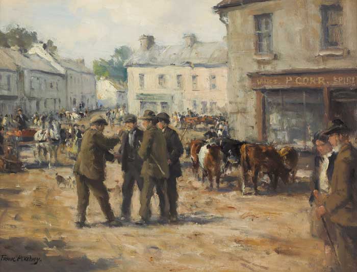 FAIR DAY IN ARDARA, COUNTY DONEGAL, 1965 by Frank McKelvey sold for 65,000 at Whyte's Auctions