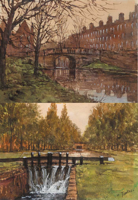 GRAND CANAL HERBERT PLACE and GRAND CANAL BAGGOT STREET (A PAIR) by Edward Tompkins sold for 1,350 at Whyte's Auctions