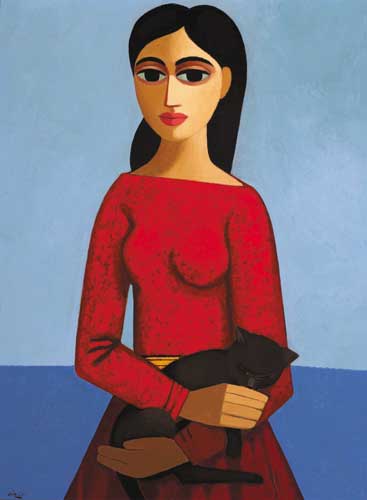 GIRL WITH CAT by Daniel O'Neill (1920-1974) at Whyte's Auctions