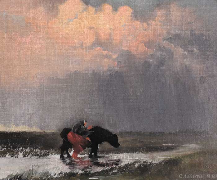 OLD WOMAN DRIVING COW, c.1939 by Charles Vincent Lamb sold for 19,000 at Whyte's Auctions