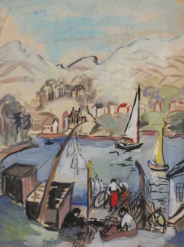 MENDING NETS, WEST CORK by Sylvia Cooke-Collis sold for 1,050 at Whyte's Auctions