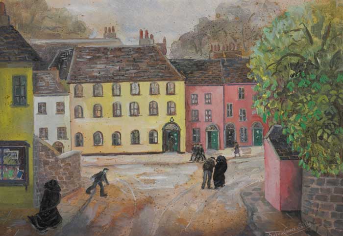 FIGURES HURRYING ALONG A STREET by Sylvia Cooke-Collis sold for 650 at Whyte's Auctions