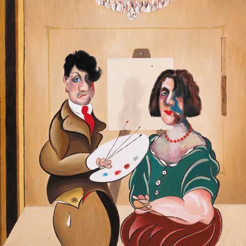 THE ARTIST WITH DAME LAURA MCFLABBART, 1997 by John Schwatschke sold for 2,600 at Whyte's Auctions