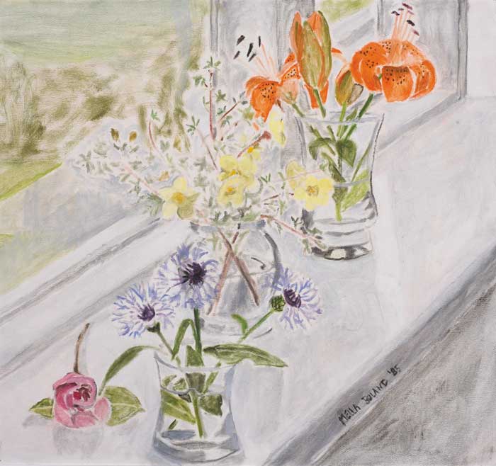STILL LIFE WITH TIGER LILES BEFORE A WINDOW, 1985 by Mella Boland sold for 190 at Whyte's Auctions