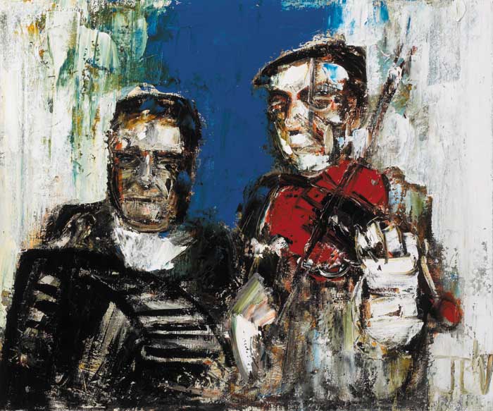 ACCORDION PLAYER AND FIDDLER by John B. Vallely sold for 10,000 at Whyte's Auctions