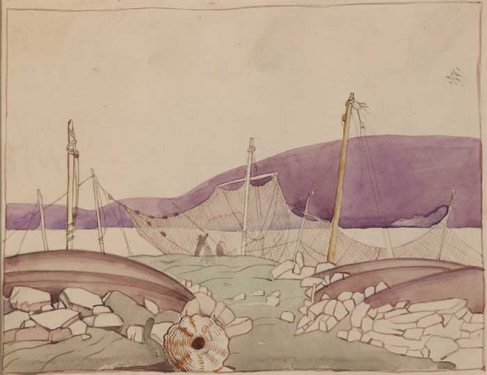 SALMON NETS, ACHILL ISLAND by Harry Epworth Allen sold for 1,600 at Whyte's Auctions
