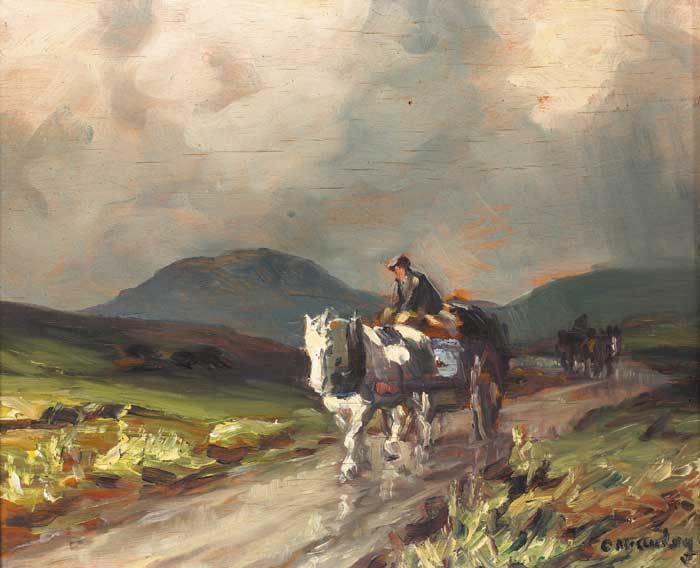 TURF CARTS ON A COUNTRY ROAD by Charles J. McAuley RUA ARSA (1910-1999) at Whyte's Auctions