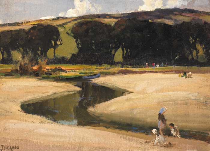 CHILDREN AND BOATS BY AN ESTUARY by James Humbert Craig sold for 11,500 at Whyte's Auctions