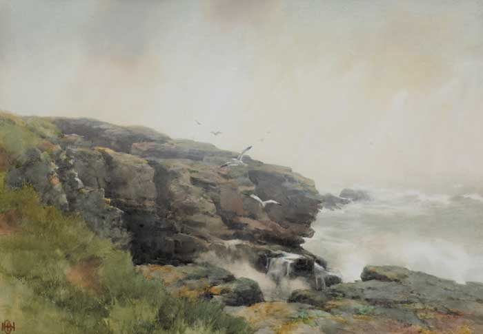 SEAGULLS FLYING ABOVE SEA CLIFFS by Helen O'Hara sold for 3,000 at Whyte's Auctions