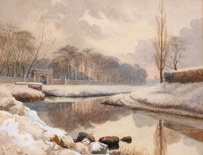 WINTER ON THE DODDER AT RATHFARNHAM, 1888 by Archibald McGoogan sold for 3,000 at Whyte's Auctions