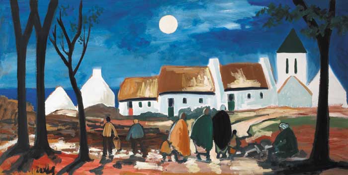 MOON OVER THE VILLAGE NEAR GALWAY, 1967 by Markey Robinson sold for 40,000 at Whyte's Auctions