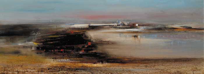 RECLAMATION IN PROGRESS, RINGSEND, DUBLIN, BEFORE ESB CHIMNEYS (1960s) by Richard Kingston sold for 7,500 at Whyte's Auctions