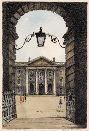 FRONT SQUARE, TRINITY COLLEGE, DUBLIN by Flora H. Mitchell sold for 7,200 at Whyte's Auctions
