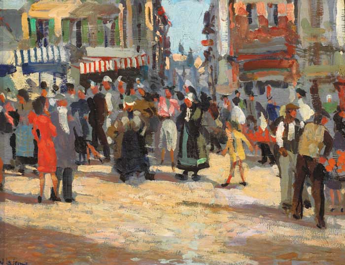 BRETON MARKET SCENE, circa 1950s by James le Jeune sold for 8,500 at Whyte's Auctions