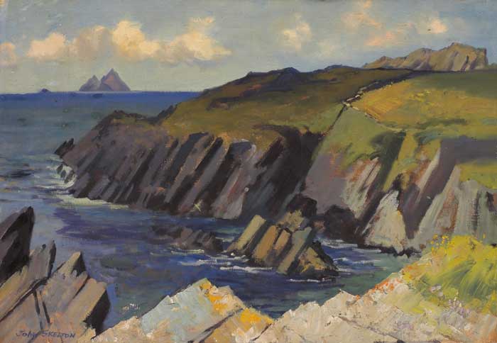 THE SKELLIGS SEEN FROM THE KERRY COAST by John Skelton sold for 3,600 at Whyte's Auctions