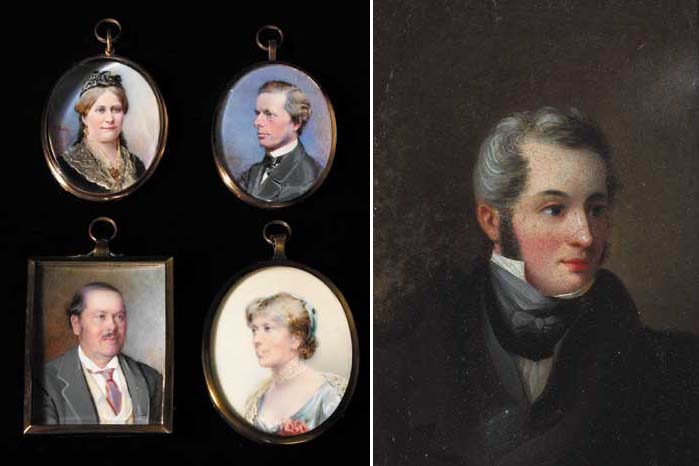 MR AND MRS WILLIAM BUTLER LANGMORE and MR AND MRS EDWARD ELLIS (SET OF FOUR MINIATURES) by Carlotta Nowlan sold for 800 at Whyte's Auctions