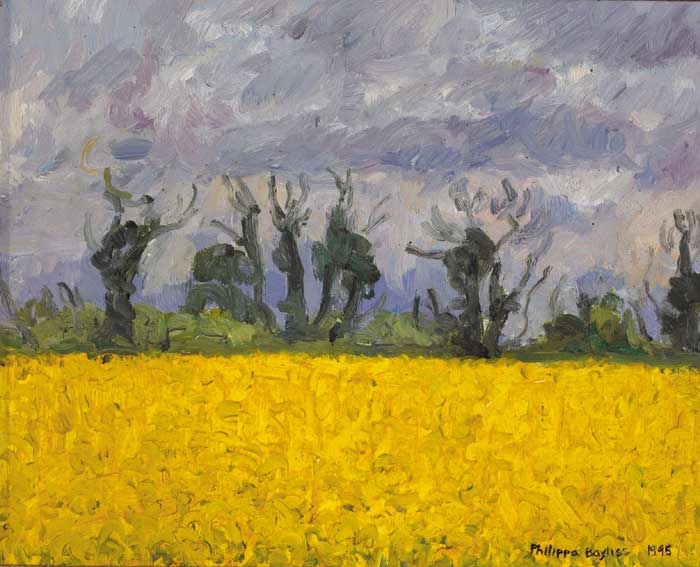RAPESEED FIELD FROM THE KILL - STRAFFAN ROAD, LATE APRIL, 1995 by Philippa Bayliss sold for 250 at Whyte's Auctions
