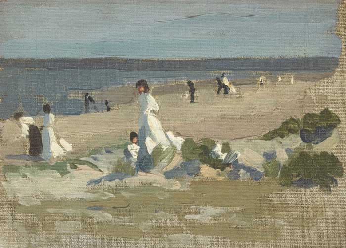 FIGURES ON A BEACH, COUNTY DUBLIN, circa 1906-10 by William John Leech RHA ROI (1881-1968) at Whyte's Auctions