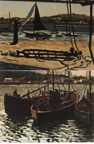 YACHTS AND FISHING TRAWLERS AT HOWTH, COUNTY DUBLIN (A PAIR) by Henry Healy sold for 2,500 at Whyte's Auctions