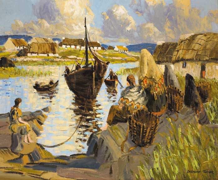 HARBOUR SCENE, WEST OF IRELAND by Desmond Turner sold for 4,200 at Whyte's Auctions