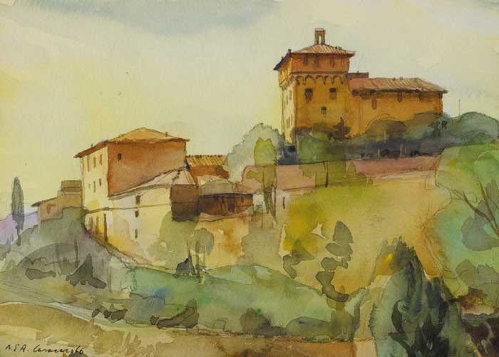 VIEW OF PIENZA, 1982 by Niccolo d'Ardia Caracciolo sold for 2,800 at Whyte's Auctions