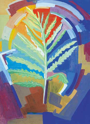FERN STUDY WITH CUBIST SURROUND by Evie Hone sold for 11,500 at Whyte's Auctions