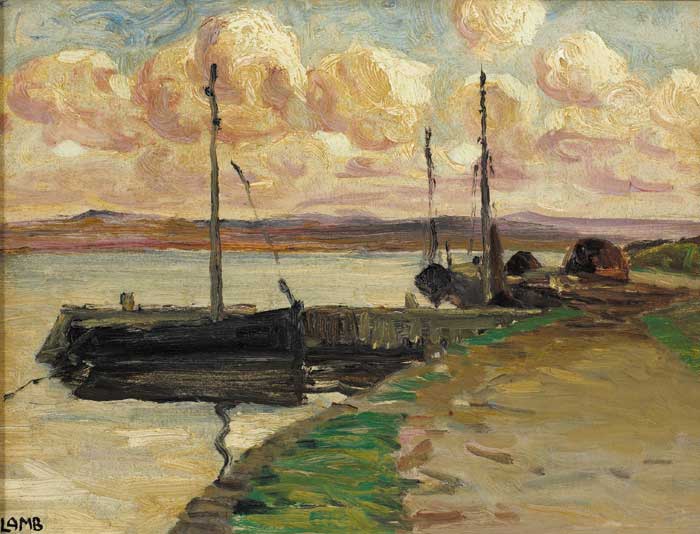 CARRAROE PIER AT SUNSET, COUNTY GALWAY by Charles Vincent Lamb sold for 5,600 at Whyte's Auctions