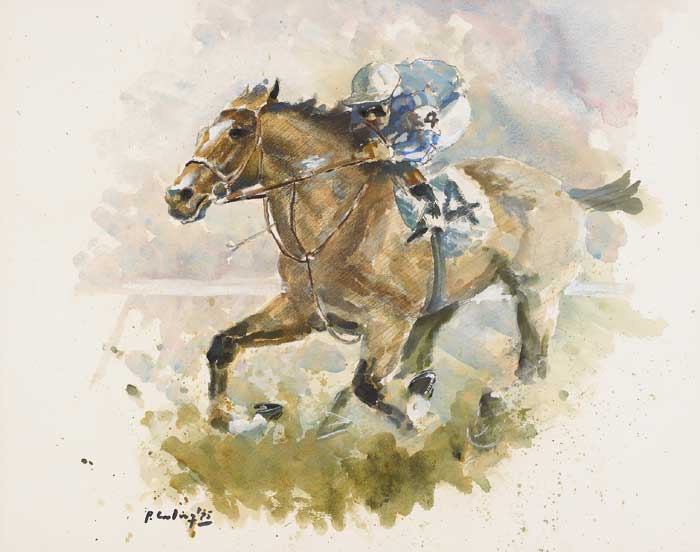 JOCKEY AND RACEHORSE, 1975 by Peter Curling sold for 2,500 at Whyte's Auctions