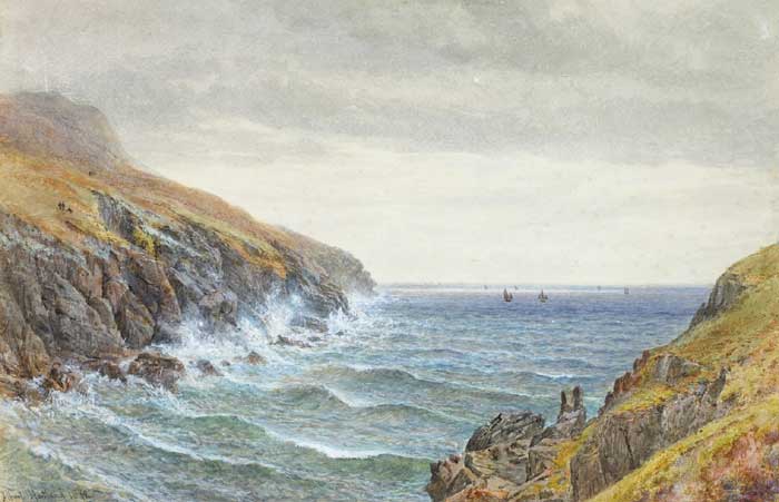 SEA CLIFFS WITH SAILING BOATS OFFSHORE, 1872 by Henry Albert Hartland sold for 1,000 at Whyte's Auctions