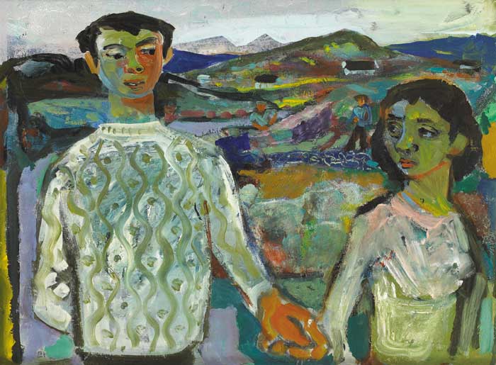 YOUNG COUPLE IN A LANDSCAPE by Gerard Dillon sold for 52,000 at Whyte's Auctions