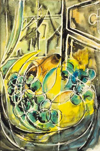 STILL LIFE WITH FRUIT BEFORE A WINDOW, 1946 by Anne Yeats sold for 2,200 at Whyte's Auctions