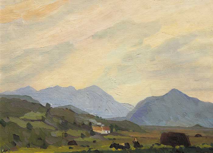 RURAL LANDSCAPE WITH WOMAN DRIVING A COW by Charles Vincent Lamb sold for 5,800 at Whyte's Auctions