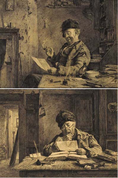 BALANCE ON THE RIGHT SIDE and BALANCE ON  THE WRONG SIDE (A PAIR), 1868 by Erskine Nicol sold for 1,200 at Whyte's Auctions