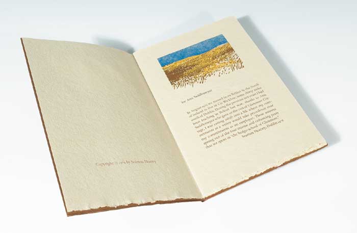 HEDGE SCHOOL: Sonnets from Glanmore with colour woodcuts by Claire Van Vliet - limited edition by Seamus Heaney sold for 750 at Whyte's Auctions