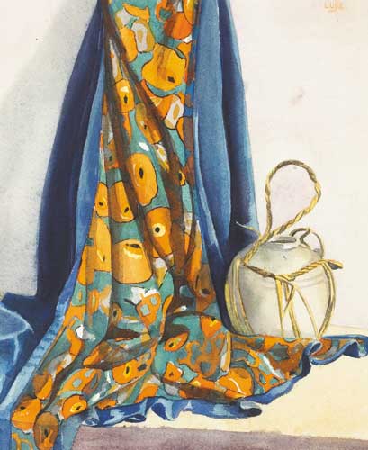 STILL LIFE WITH ORANGE-PATTERN CLOTH by John Luke sold for 2,800 at Whyte's Auctions