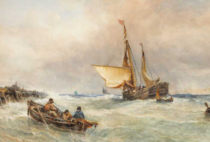 FISHING BOATS IN A SWELL by Edwin Hayes sold for 7,000 at Whyte's Auctions
