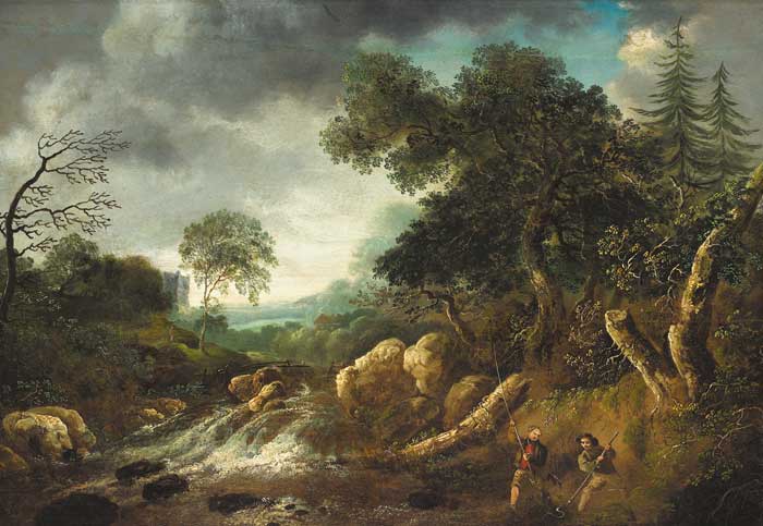 LANDSCAPE AND RIVER SCENE WITH EEL FISHERS by William Sadler II sold for 6,000 at Whyte's Auctions