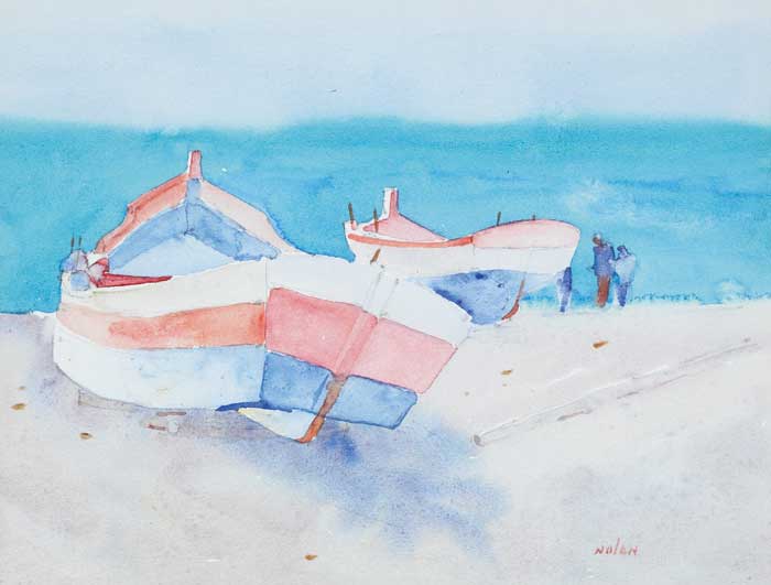 FISHING BOATS, BOURRIANA, NERJA, SPAIN by James Nolan sold for 700 at Whyte's Auctions