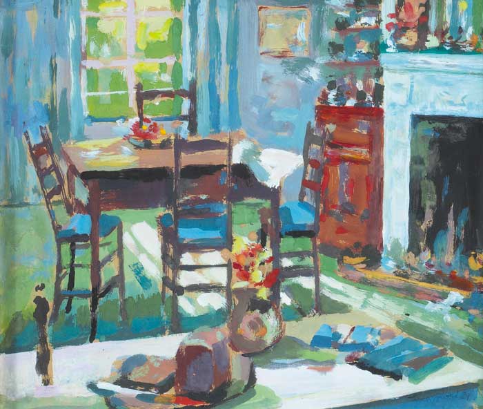 INTERIOR WITH TABLE AND CHAIRS, 1989 by James O'Halloran sold for 750 at Whyte's Auctions