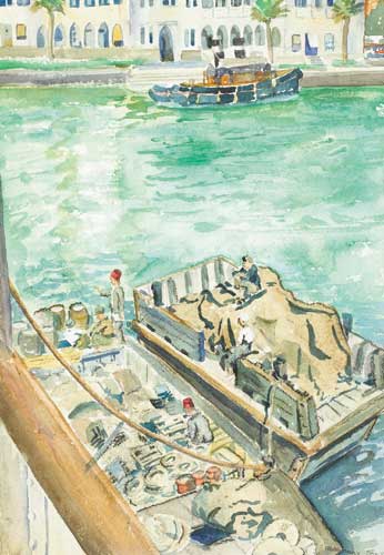 PORT SIDE, SUEZ CANAL, 1948 by Rosemary Coyle sold for 300 at Whyte's Auctions