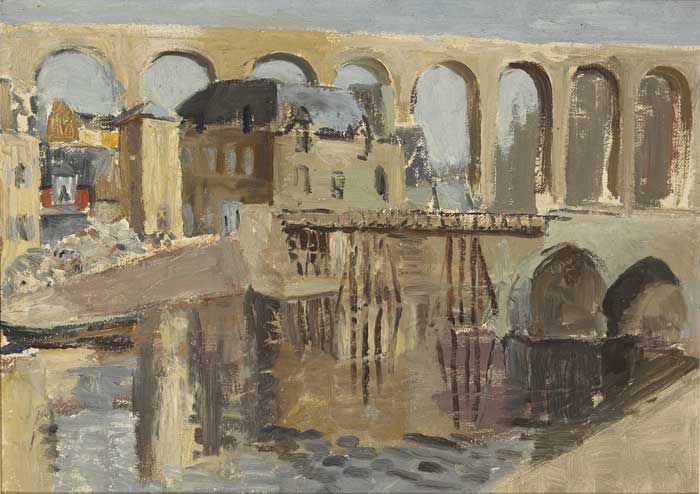 RIVER AND AQUADUCT AT DINAN, FRANCE, 1947 by Violet McAdoo (1896-1961) at Whyte's Auctions