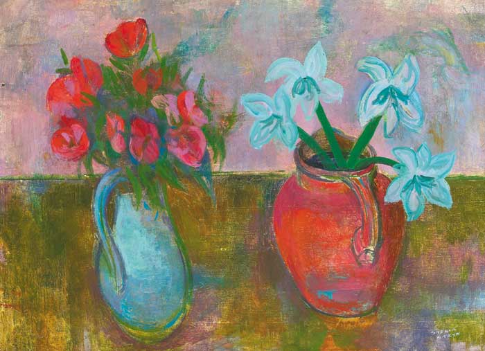 TWO JUGS OF FLOWERS by Stella Steyn sold for 2,900 at Whyte's Auctions