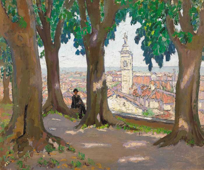 VIEW ACROSS A MEDITTERANEAN TOWN, POSSIBLY MENTON by Letitia Marion Hamilton sold for 12,500 at Whyte's Auctions