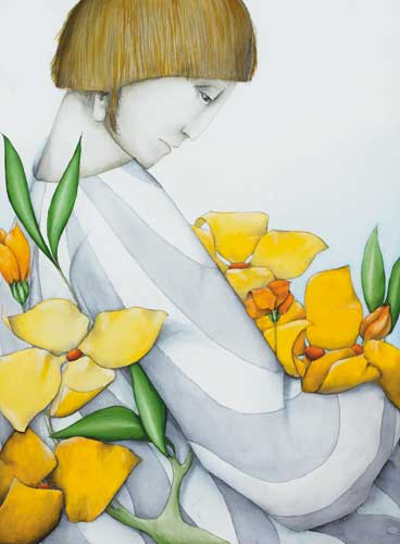 GIRL WITH YELLOW FLOWERS, 2004 by Barry Castle sold for 4,200 at Whyte's Auctions