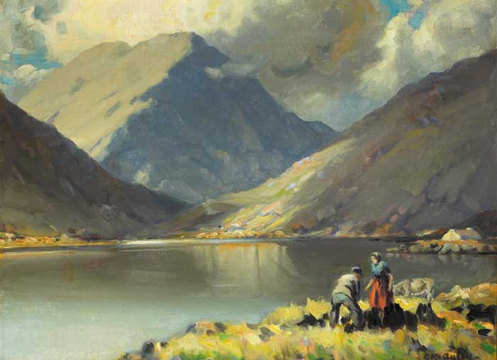 STACKING TURF BY THE LAKE by Charles J. McAuley sold for 6,000 at Whyte's Auctions
